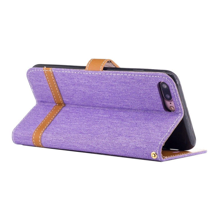 For iPhone 8 Plus & 7 Plus   Denim Texture Leather Case with Holder & Card Slots & Wallet & Lanyard