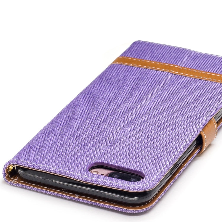 For iPhone 8 Plus & 7 Plus   Denim Texture Leather Case with Holder & Card Slots & Wallet & Lanyard