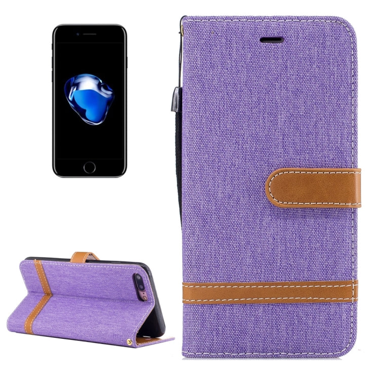 For iPhone 8 Plus & 7 Plus   Denim Texture Leather Case with Holder & Card Slots & Wallet & Lanyard