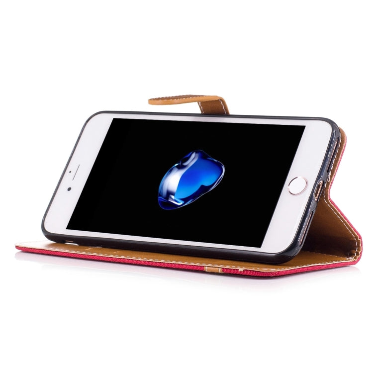 For iPhone 8 Plus & 7 Plus   Denim Texture Leather Case with Holder & Card Slots & Wallet & Lanyard