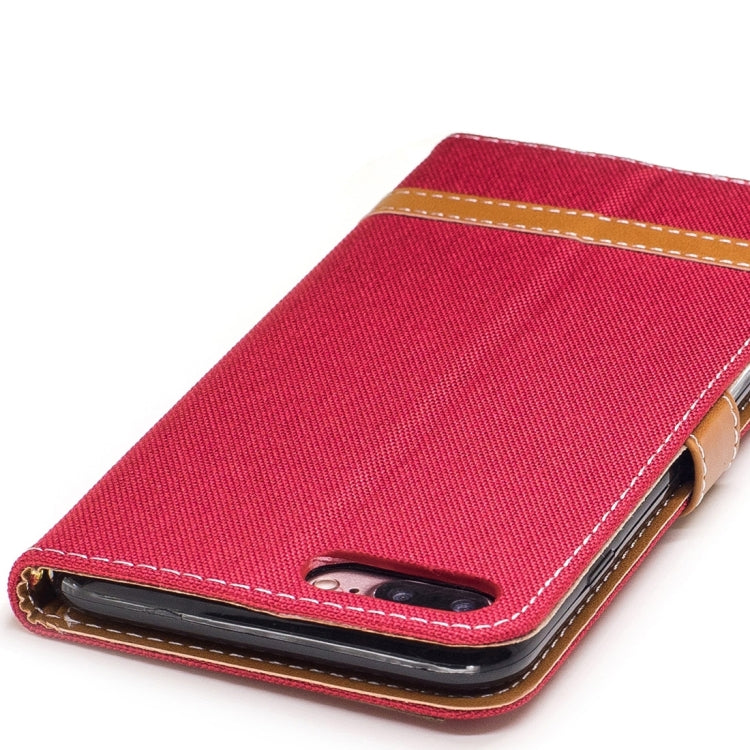 For iPhone 8 Plus & 7 Plus   Denim Texture Leather Case with Holder & Card Slots & Wallet & Lanyard