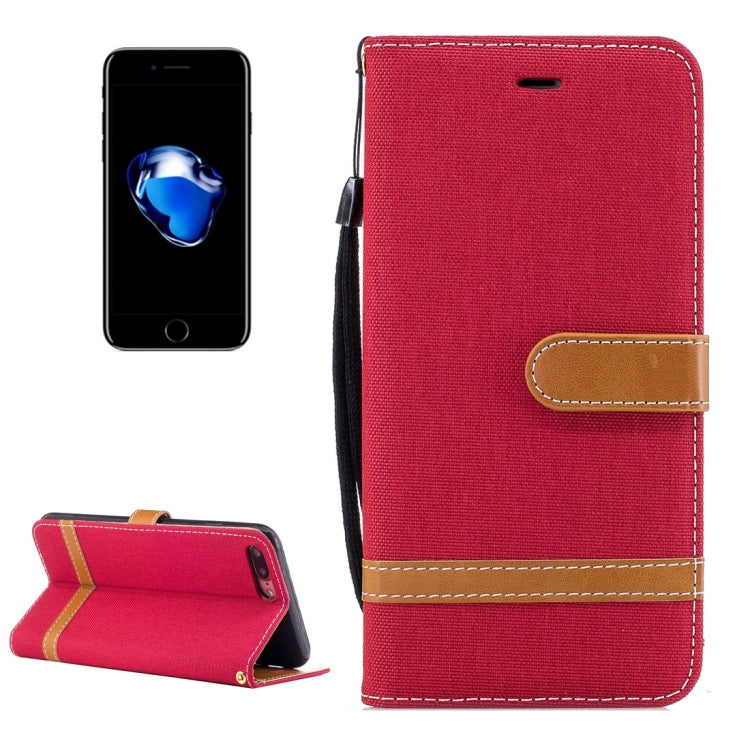 For iPhone 8 Plus & 7 Plus   Denim Texture Leather Case with Holder & Card Slots & Wallet & Lanyard