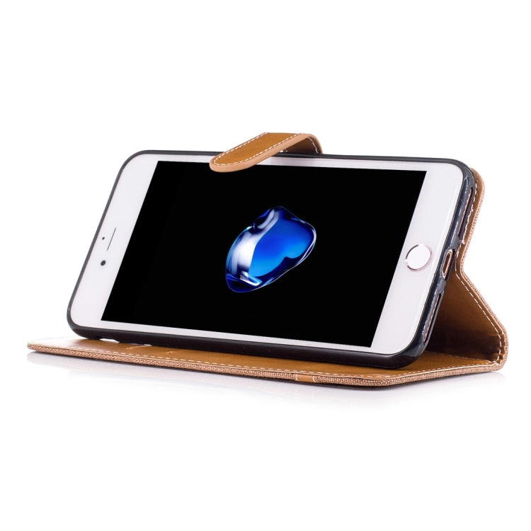 For iPhone 8 Plus & 7 Plus   Denim Texture Leather Case with Holder & Card Slots & Wallet & Lanyard