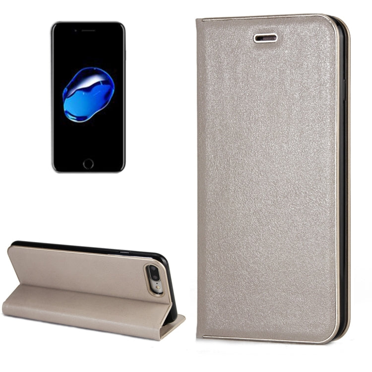 For iPhone 8 Plus & 7 Plus   Cowhide Texture PC Bumper Frame Strong Magnetic Adsorption Horizontal Flip Leather Case with Card Slots & Holder