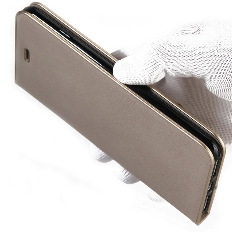 For iPhone 8 Plus & 7 Plus   Cowhide Texture PC Bumper Frame Strong Magnetic Adsorption Horizontal Flip Leather Case with Card Slots & Holder