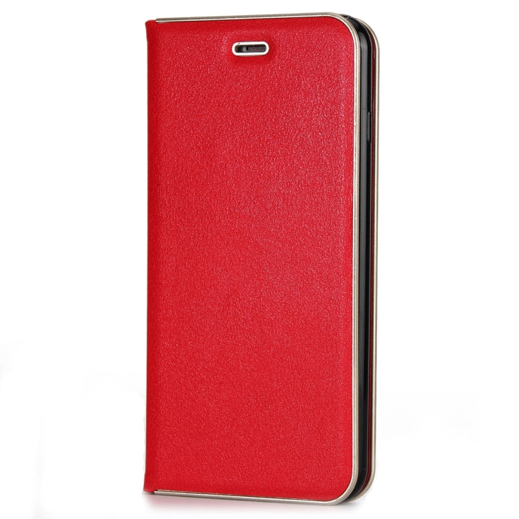 For iPhone 8 Plus & 7 Plus   Cowhide Texture PC Bumper Frame Strong Magnetic Adsorption Horizontal Flip Leather Case with Card Slots & Holder