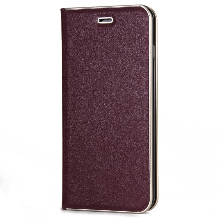 For iPhone 8 Plus & 7 Plus   Cowhide Texture PC Bumper Frame Strong Magnetic Adsorption Horizontal Flip Leather Case with Card Slots & Holder