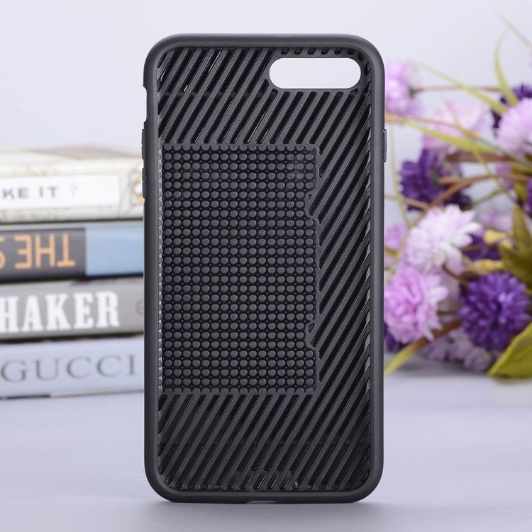 For iPhone 8 Plus & 7 Plus   Texture Metal Protective Back Case with Ring Holder Stand & Card Slot
