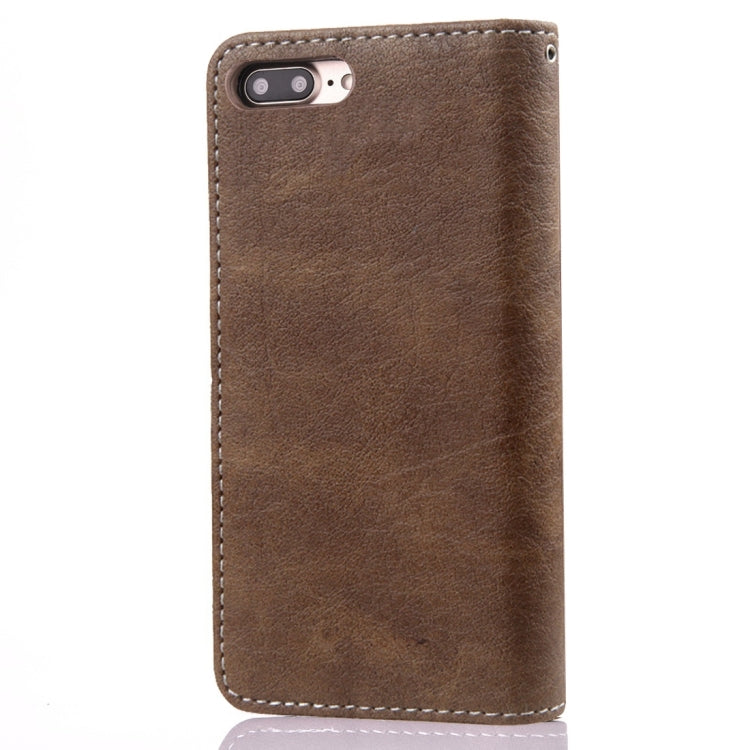 For iPhone 8 Plus & 7 Plus   Retro Crazy Horse Texture Contrast Color Horizontal Flip Leather Case with Holder & Card Slots & Wallet & Photo Frame & Lanyard