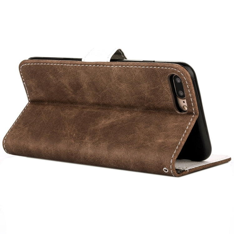 For iPhone 8 Plus & 7 Plus   Retro Crazy Horse Texture Contrast Color Horizontal Flip Leather Case with Holder & Card Slots & Wallet & Photo Frame & Lanyard