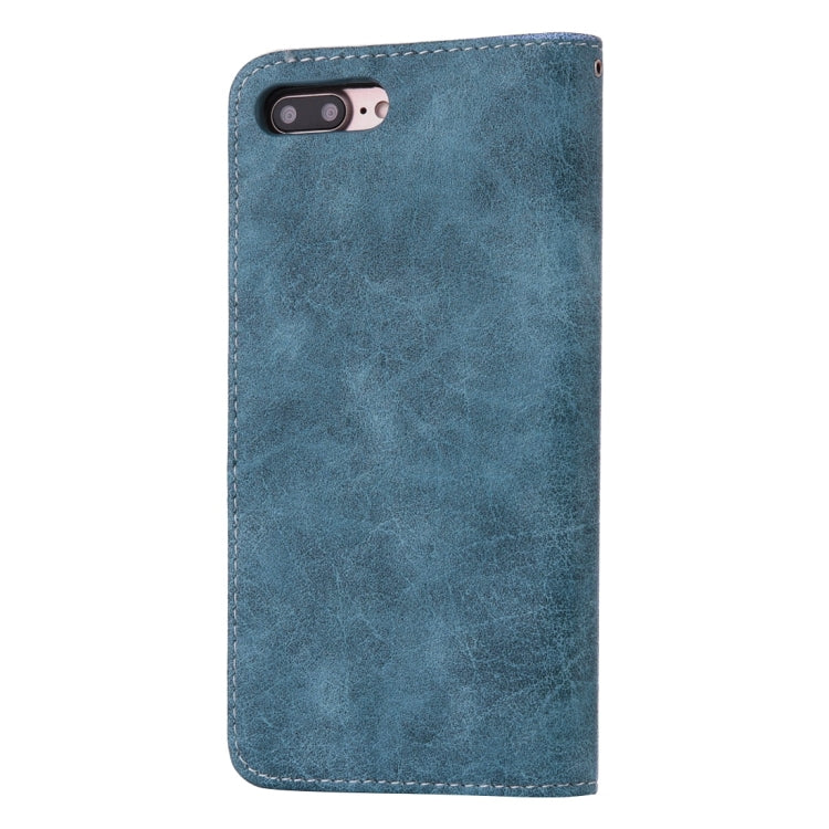 For iPhone 8 Plus & 7 Plus   Retro Crazy Horse Texture Contrast Color Horizontal Flip Leather Case with Holder & Card Slots & Wallet & Photo Frame & Lanyard