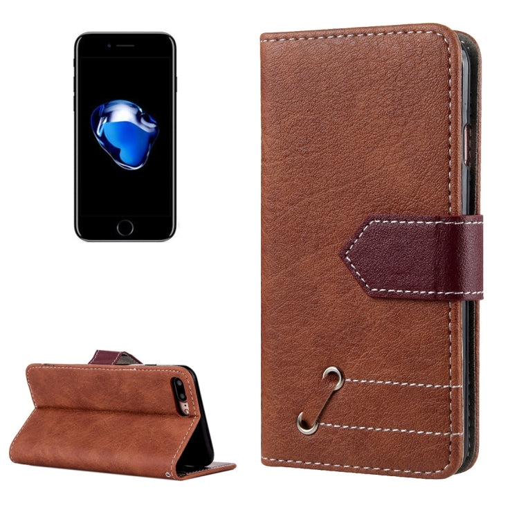 For iPhone 8 Plus & 7 Plus   Retro Crazy Horse Texture Contrast Color Horizontal Flip Leather Case with Holder & Card Slots & Wallet & Photo Frame & Lanyard