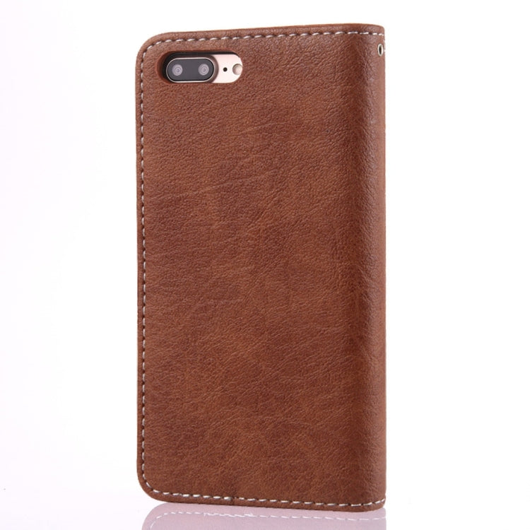 For iPhone 8 Plus & 7 Plus   Retro Crazy Horse Texture Contrast Color Horizontal Flip Leather Case with Holder & Card Slots & Wallet & Photo Frame & Lanyard