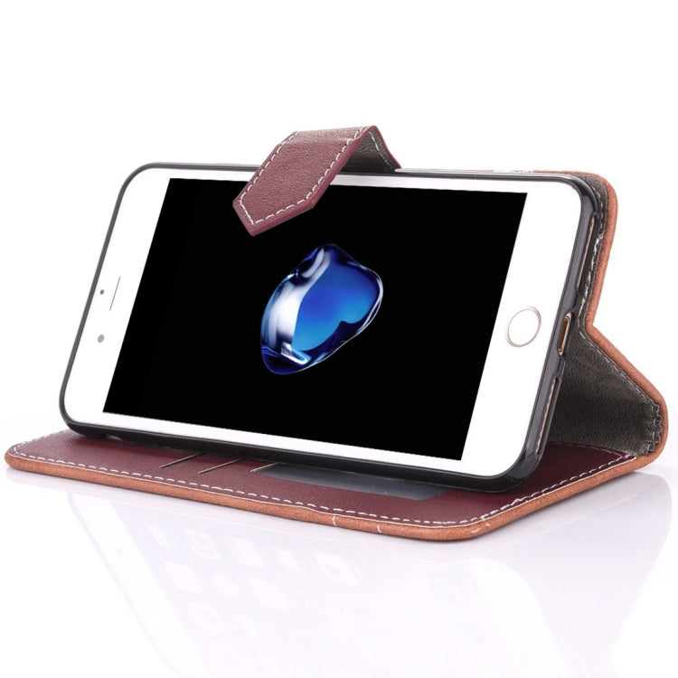 For iPhone 8 Plus & 7 Plus   Retro Crazy Horse Texture Contrast Color Horizontal Flip Leather Case with Holder & Card Slots & Wallet & Photo Frame & Lanyard