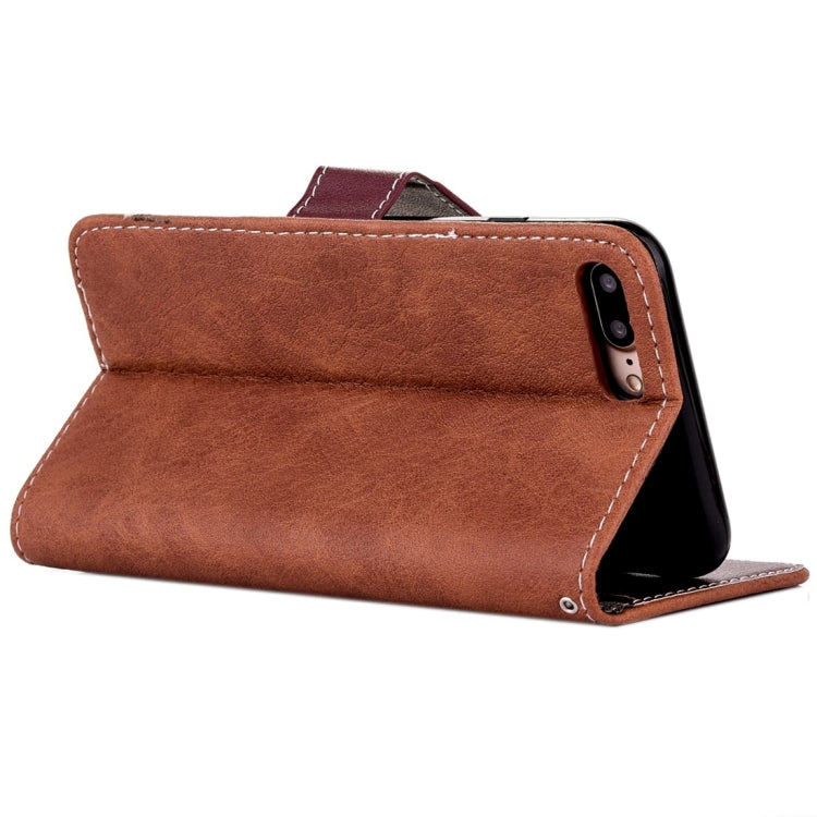 For iPhone 8 Plus & 7 Plus   Retro Crazy Horse Texture Contrast Color Horizontal Flip Leather Case with Holder & Card Slots & Wallet & Photo Frame & Lanyard
