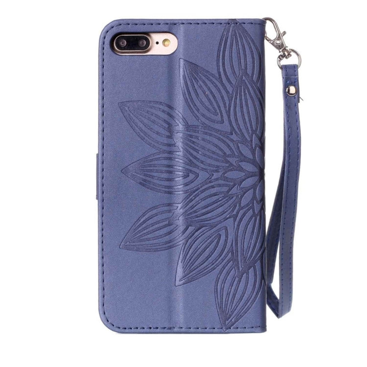 For iPhone 8 Plus & 7 Plus   Crazy Horse Texture Half Flower Printing Horizontal Flip Leather Case with Holder & Card Slots & Wallet & Lanyard