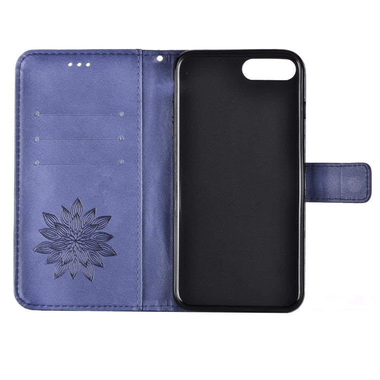 For iPhone 8 Plus & 7 Plus   Crazy Horse Texture Half Flower Printing Horizontal Flip Leather Case with Holder & Card Slots & Wallet & Lanyard
