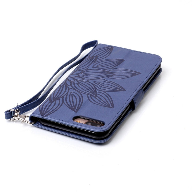 For iPhone 8 Plus & 7 Plus   Crazy Horse Texture Half Flower Printing Horizontal Flip Leather Case with Holder & Card Slots & Wallet & Lanyard