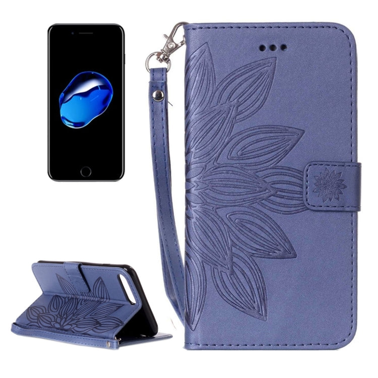 For iPhone 8 Plus & 7 Plus   Crazy Horse Texture Half Flower Printing Horizontal Flip Leather Case with Holder & Card Slots & Wallet & Lanyard