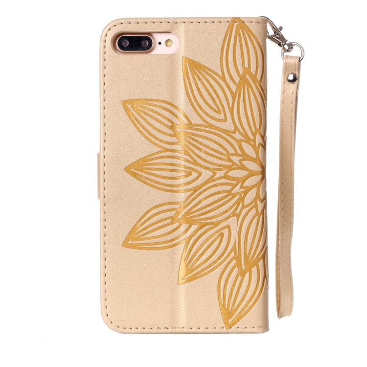 For iPhone 8 Plus & 7 Plus   Crazy Horse Texture Half Flower Printing Horizontal Flip Leather Case with Holder & Card Slots & Wallet & Lanyard