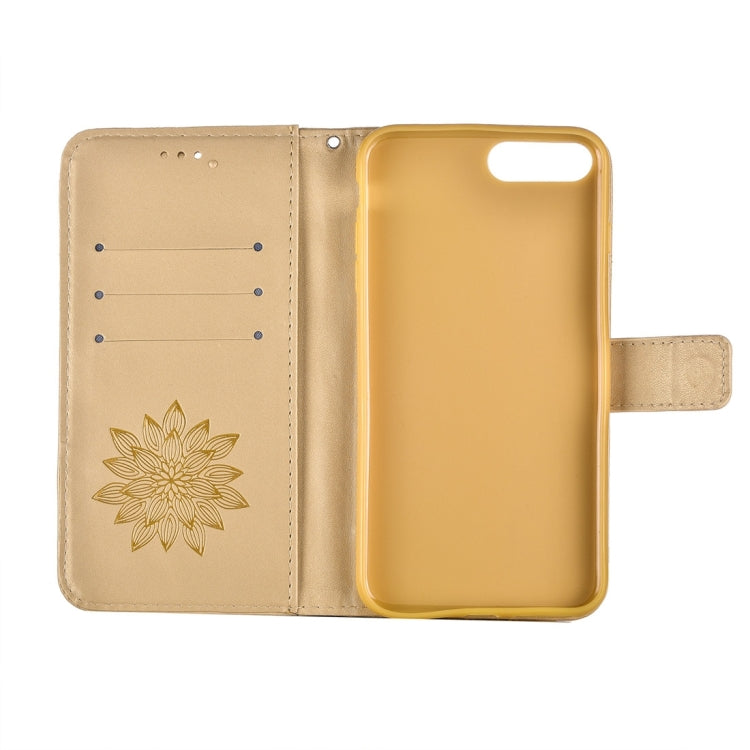 For iPhone 8 Plus & 7 Plus   Crazy Horse Texture Half Flower Printing Horizontal Flip Leather Case with Holder & Card Slots & Wallet & Lanyard