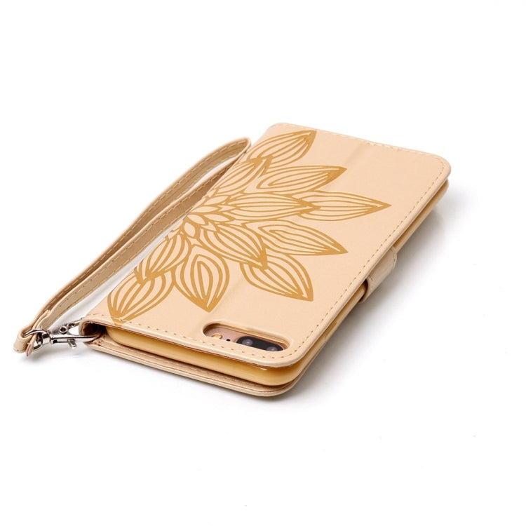 For iPhone 8 Plus & 7 Plus   Crazy Horse Texture Half Flower Printing Horizontal Flip Leather Case with Holder & Card Slots & Wallet & Lanyard