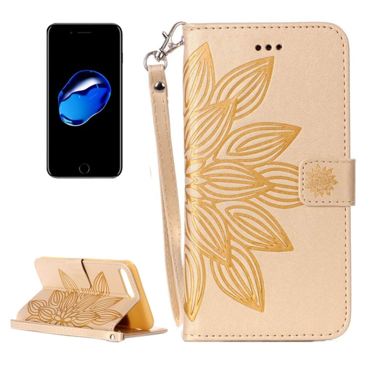 For iPhone 8 Plus & 7 Plus   Crazy Horse Texture Half Flower Printing Horizontal Flip Leather Case with Holder & Card Slots & Wallet & Lanyard