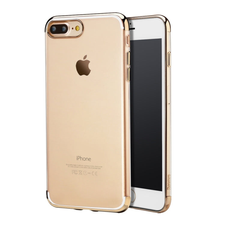 Baseus for iPhone 8 Plus & 7 Plus   Electroplating Soft Transparent TPU Protective Back Cover Case