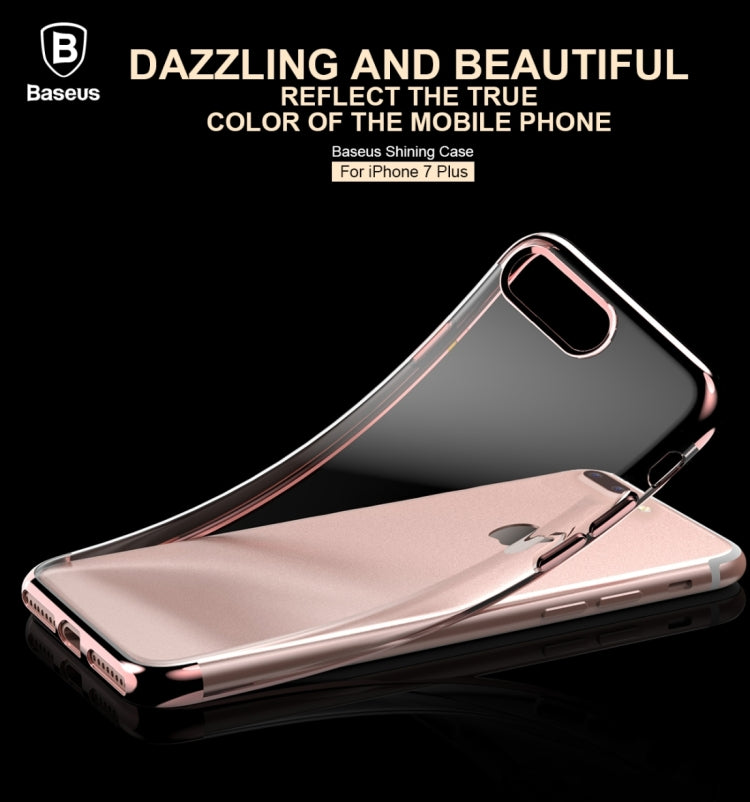 Baseus for iPhone 8 Plus & 7 Plus   Electroplating Soft Transparent TPU Protective Back Cover Case
