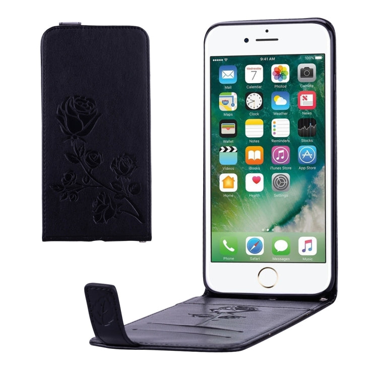 For iPhone 8 Plus & 7 Plus   Roses Pressed Flowers Pattern Vertical Flip Leather Case with Card Slot & Lanyard