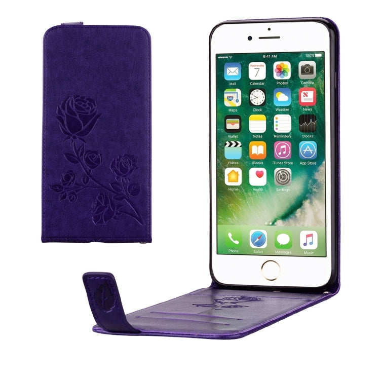 For iPhone 8 Plus & 7 Plus   Roses Pressed Flowers Pattern Vertical Flip Leather Case with Card Slot & Lanyard