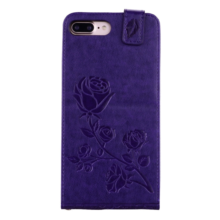 For iPhone 8 Plus & 7 Plus   Roses Pressed Flowers Pattern Vertical Flip Leather Case with Card Slot & Lanyard