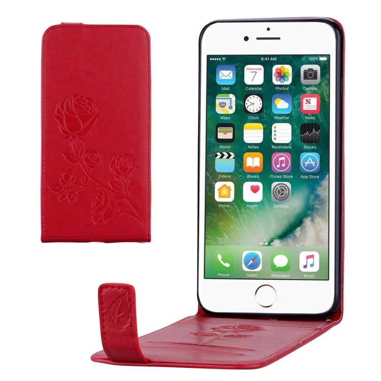 For iPhone 8 Plus & 7 Plus   Roses Pressed Flowers Pattern Vertical Flip Leather Case with Card Slot & Lanyard