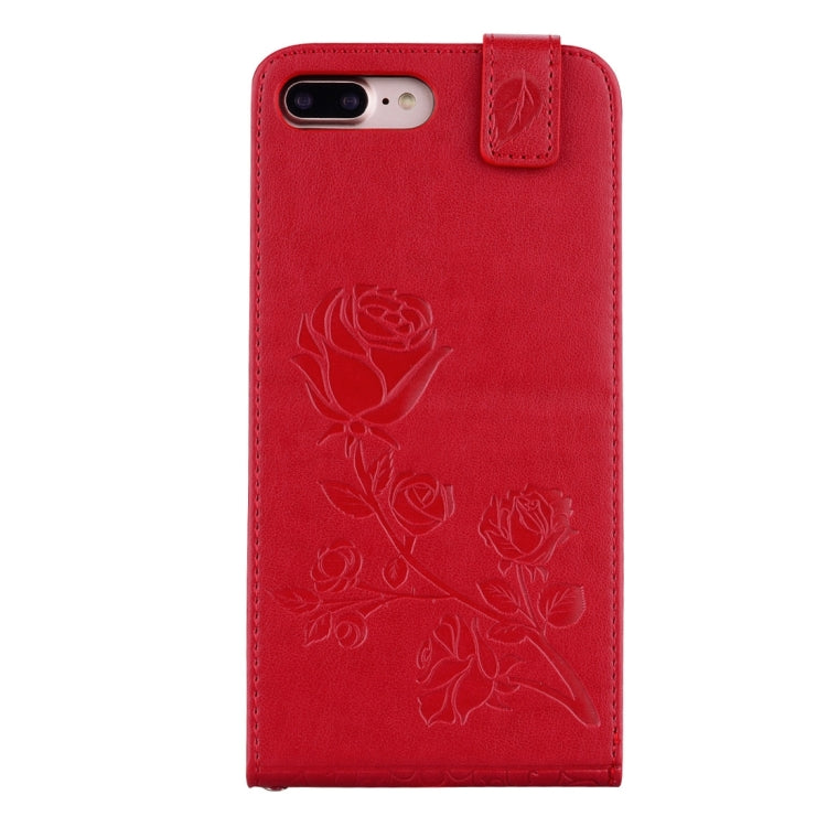 For iPhone 8 Plus & 7 Plus   Roses Pressed Flowers Pattern Vertical Flip Leather Case with Card Slot & Lanyard