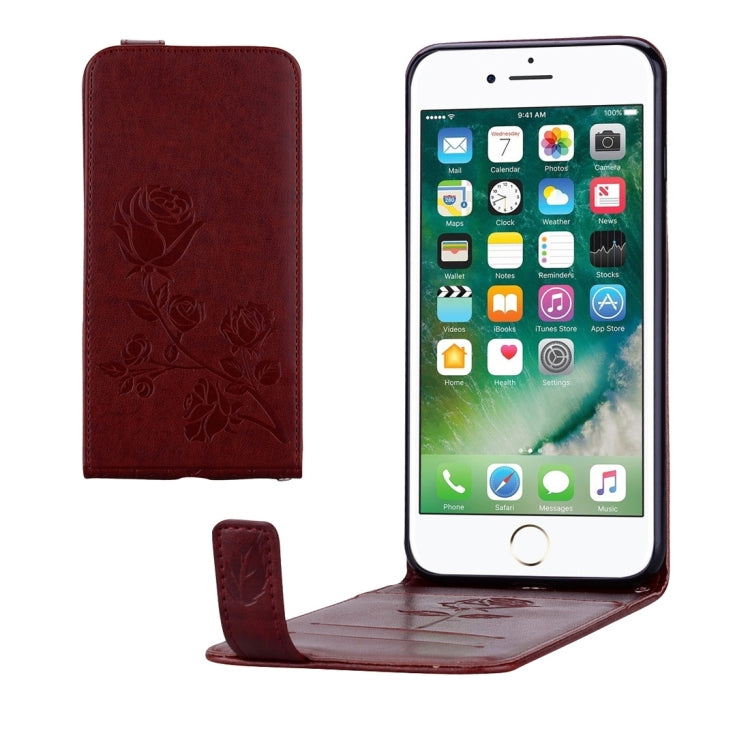 For iPhone 8 Plus & 7 Plus   Roses Pressed Flowers Pattern Vertical Flip Leather Case with Card Slot & Lanyard