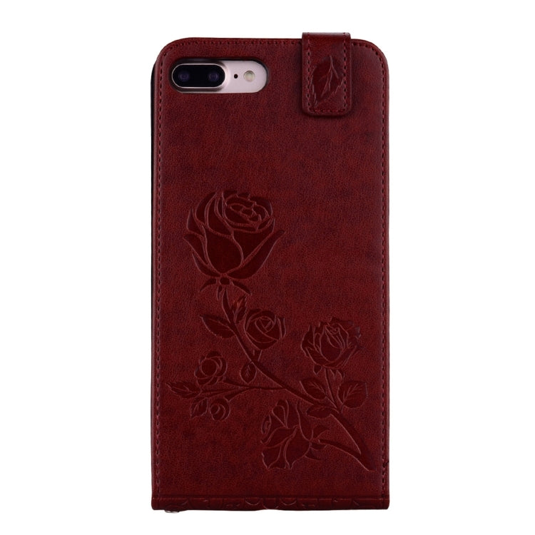 For iPhone 8 Plus & 7 Plus   Roses Pressed Flowers Pattern Vertical Flip Leather Case with Card Slot & Lanyard