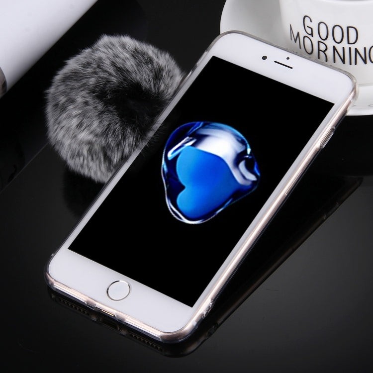 For iPhone 8 Plus & 7 Plus   Electroplating Mirror TPU Protective Cover Case with Furry Ball Chain Pendant