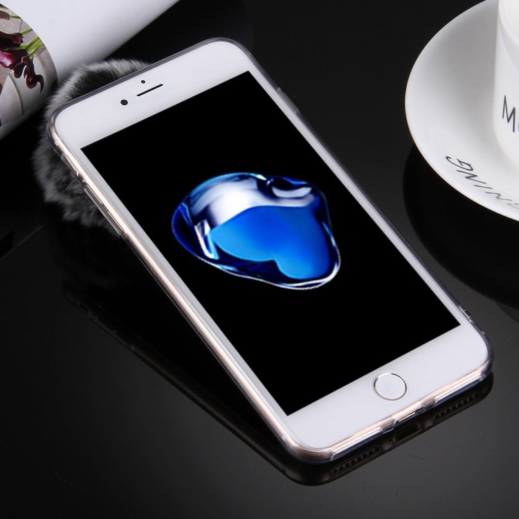 For iPhone 8 Plus & 7 Plus   Electroplating Mirror TPU Protective Cover Case with Furry Ball Chain Pendant