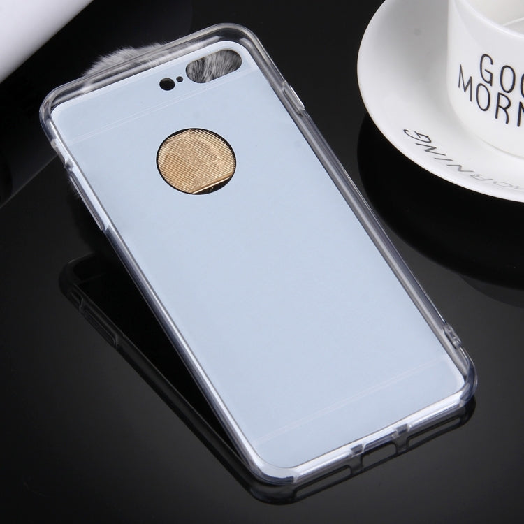 For iPhone 8 Plus & 7 Plus   Electroplating Mirror TPU Protective Cover Case with Furry Ball Chain Pendant