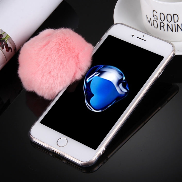 For iPhone 8 Plus & 7 Plus   Electroplating Mirror TPU Protective Cover Case with Furry Ball Chain Pendant