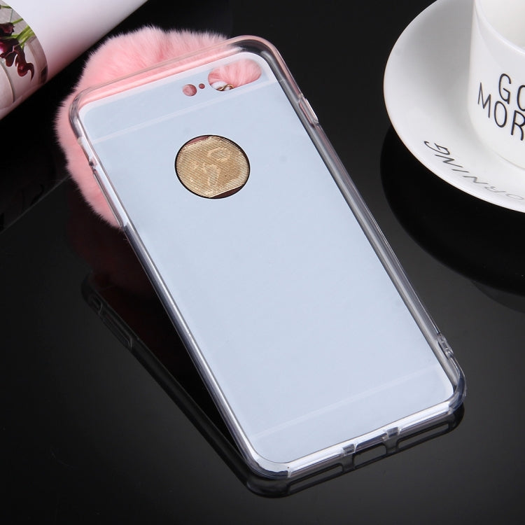 For iPhone 8 Plus & 7 Plus   Electroplating Mirror TPU Protective Cover Case with Furry Ball Chain Pendant