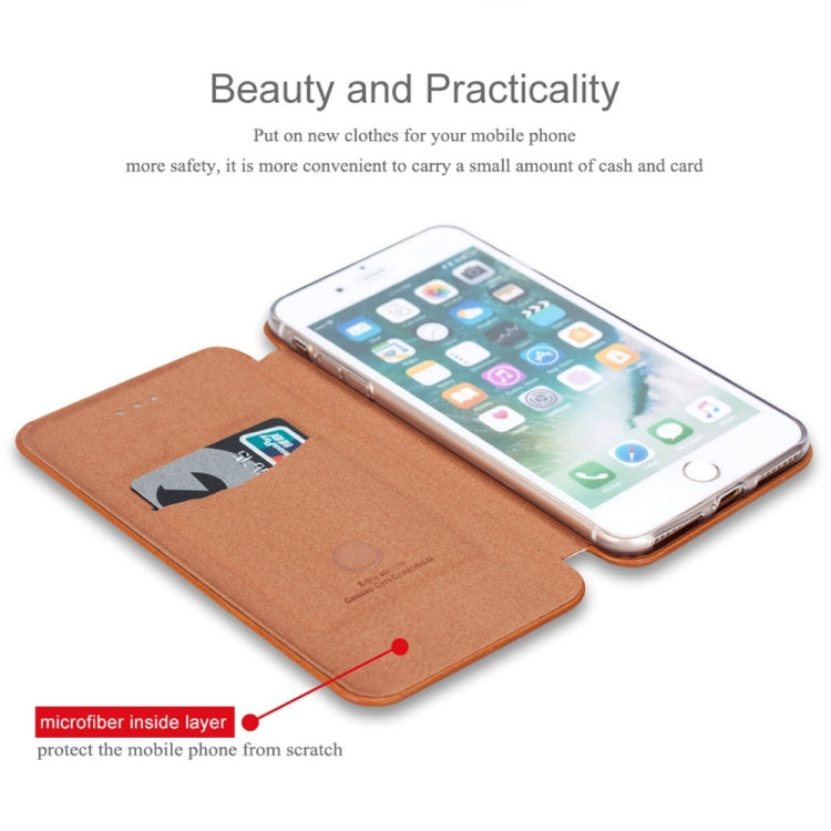 Lenuo for iPhone 8 Plus & 7 Plus   PU + TPU Crazy Horse Texture Horizontal Flip Leather Case with Card Slots