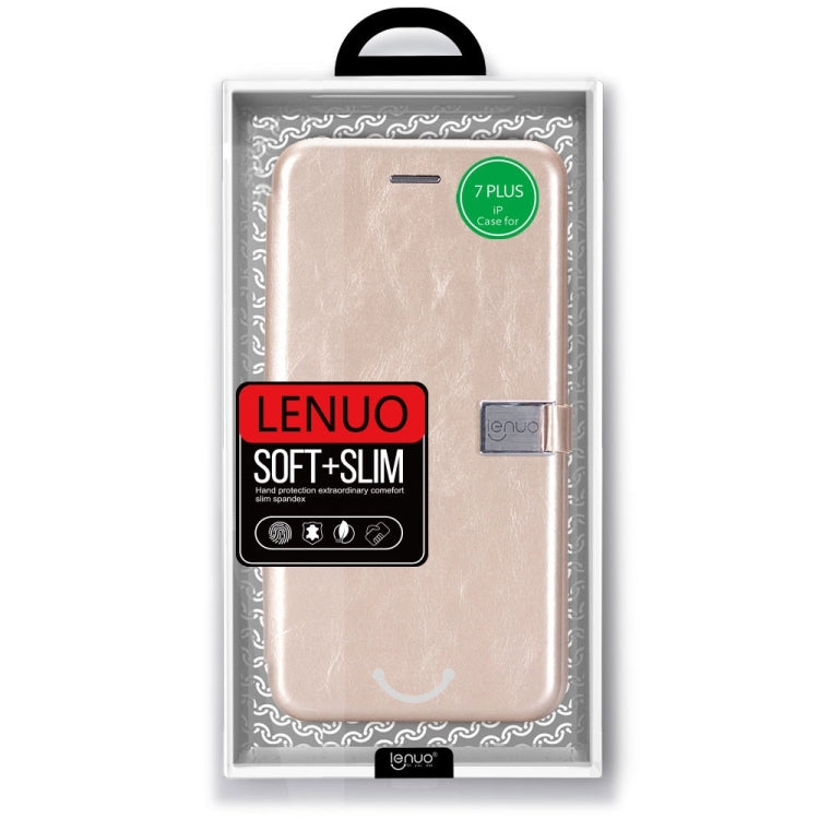 Lenuo for iPhone 8 Plus & 7 Plus   PU + TPU Crazy Horse Texture Horizontal Flip Leather Case with Card Slots