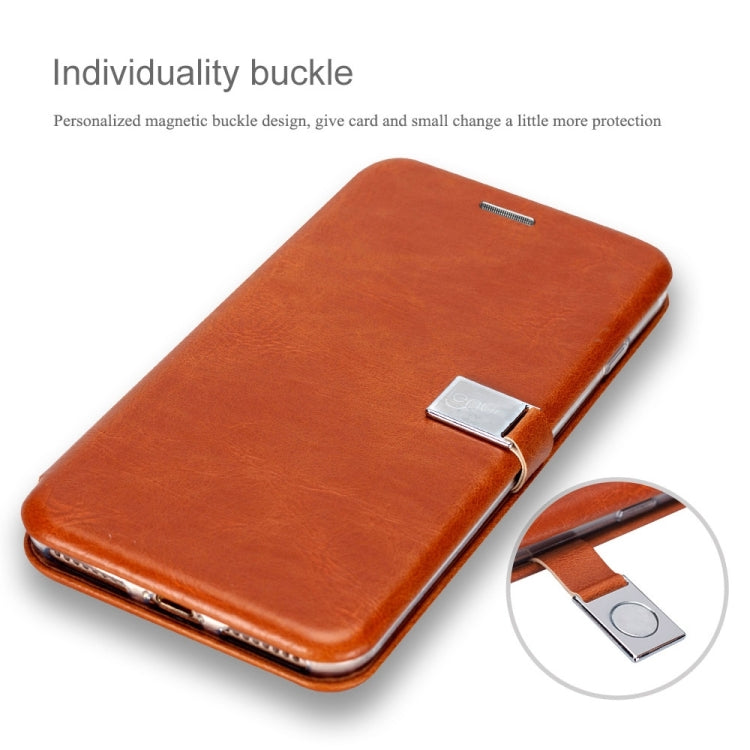 Lenuo for iPhone 8 Plus & 7 Plus   PU + TPU Crazy Horse Texture Horizontal Flip Leather Case with Card Slots