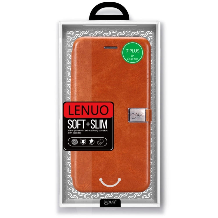 Lenuo for iPhone 8 Plus & 7 Plus   PU + TPU Crazy Horse Texture Horizontal Flip Leather Case with Card Slots