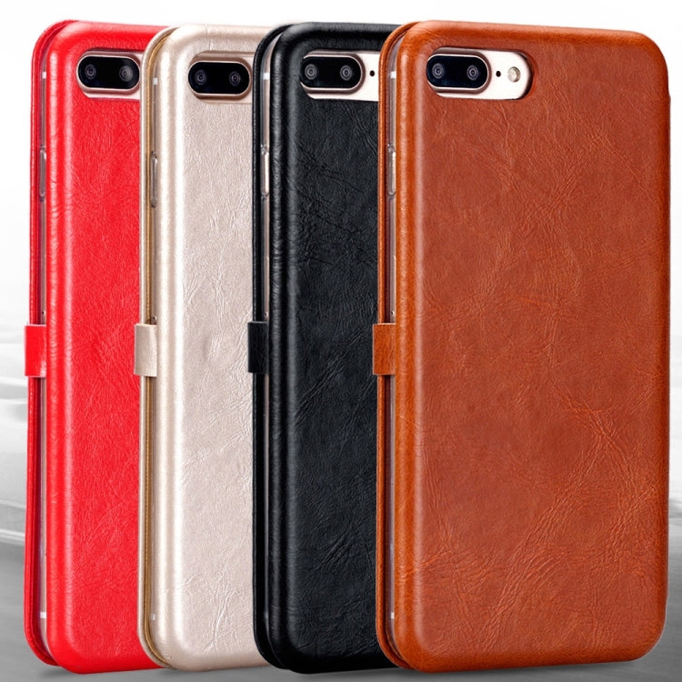 Lenuo for iPhone 8 Plus & 7 Plus   PU + TPU Crazy Horse Texture Horizontal Flip Leather Case with Card Slots