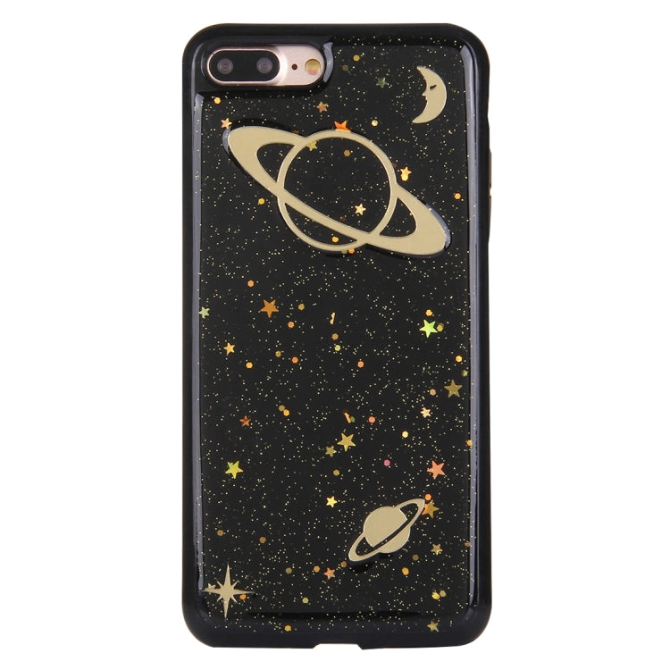For iPhone 8 Plus & 7 Plus   Glitter Powder Space Pattern TPU Soft Protective Back Cover Case(Black)