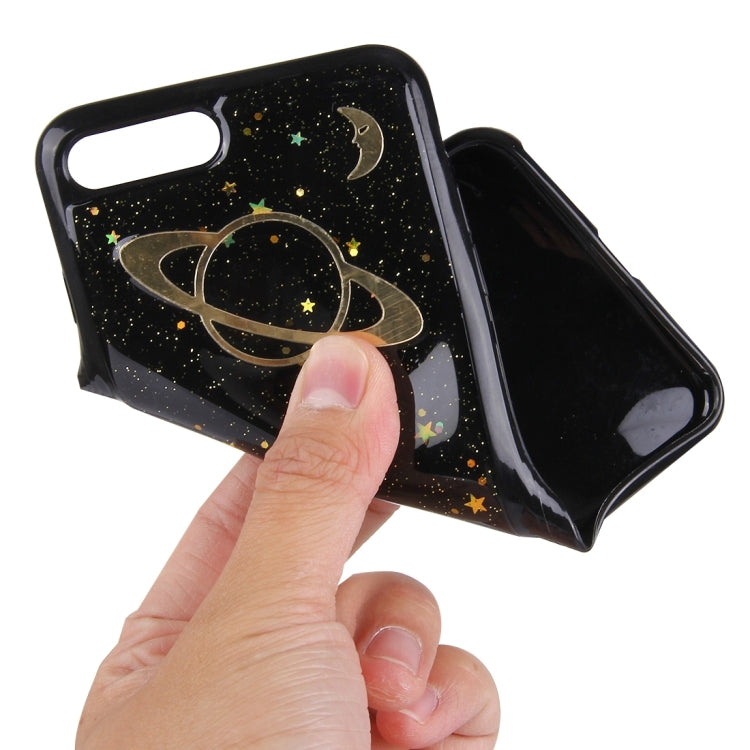For iPhone 8 Plus & 7 Plus   Glitter Powder Space Pattern TPU Soft Protective Back Cover Case(Black)
