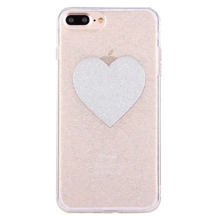 For iPhone 7 Plus Glitter Powder Heart Pattern TPU Soft Protective Back Cover Case (Silver)