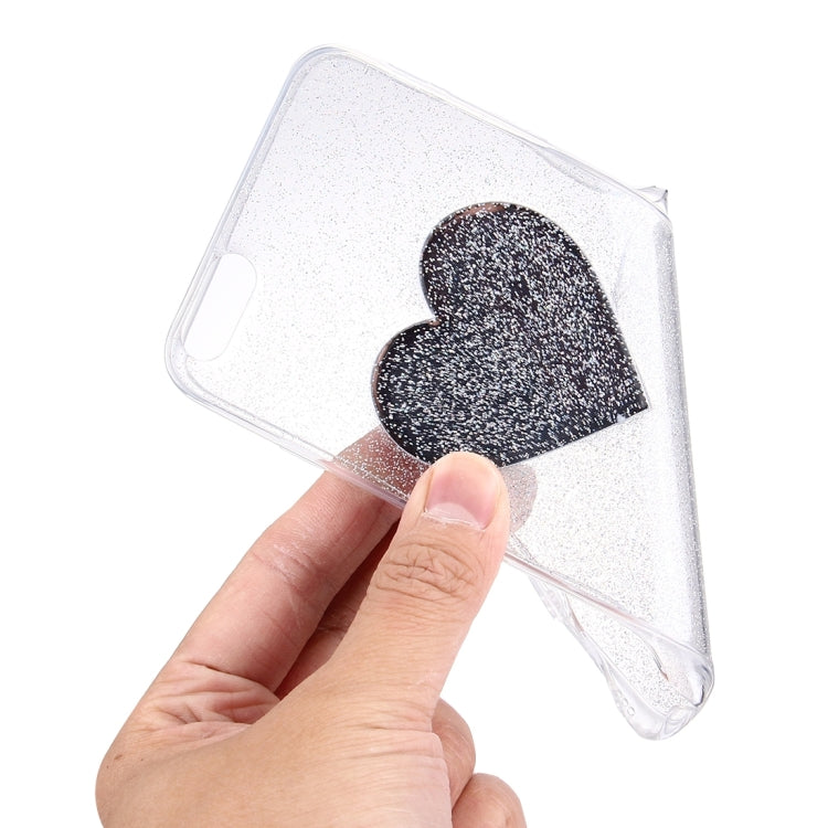 For iPhone 7 Plus Glitter Powder Heart Pattern TPU Soft Protective Back Cover Case (Silver)